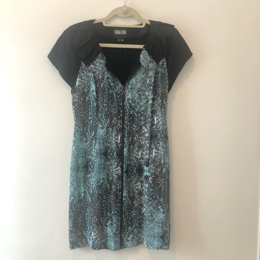 VENA CAVA Silk Zipper Front Dress - Cap Sleeve